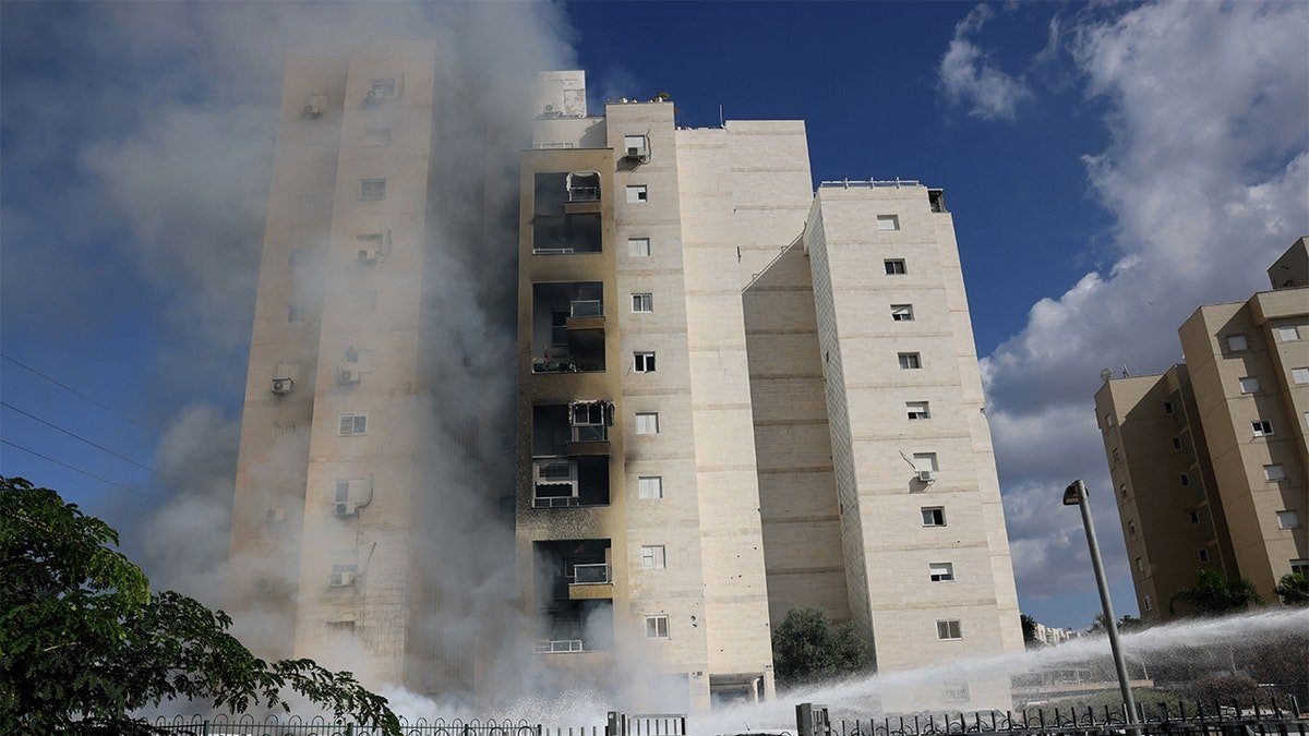 Damaged apartment complex.