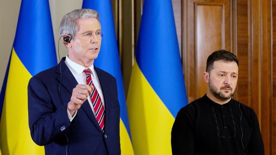 Ukraine's President Volodymyr Zelensky and US Secretary of Treasury Scott Bessent