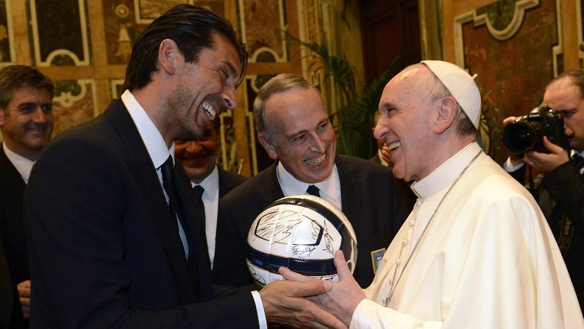 Pope Francis and Gianluigi Buffon
