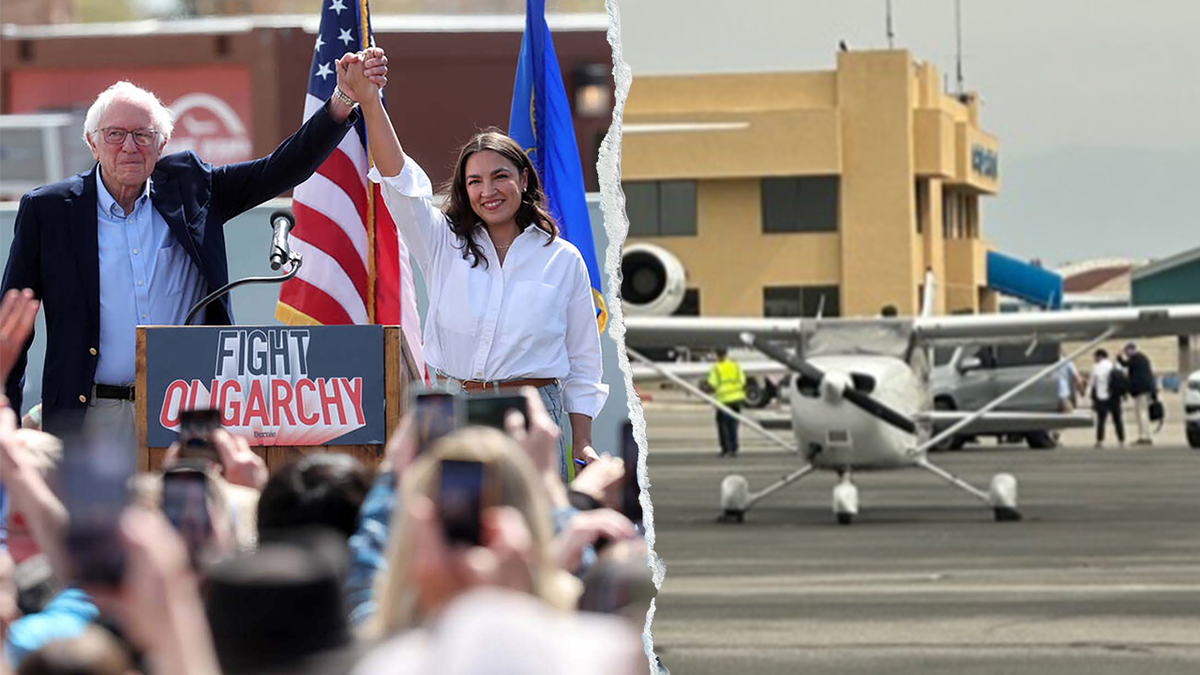 A photo captured by a source on the ground and shared exclusively with Fox News Digital, confirmed Bernie Sanders, I-Vt., boarded the luxury Bombardier Challenger private jet at the Meadows Field Airport in Bakersfield, Calif., on Tuesday afternoon between stops on his "Fighting Oligarchy" event with Rep. Alexandria Ocasio-Cortez, D-N.Y.