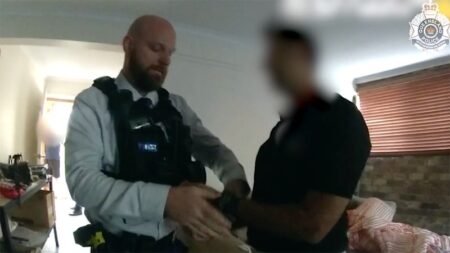 Footage of Graeme Davidson’s arrest in Brisbane