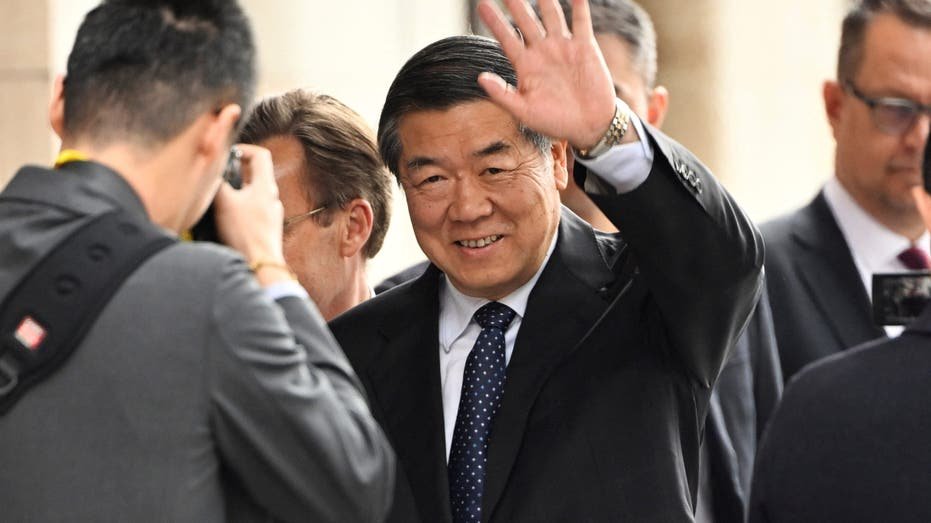 China's Vice Premier He Lifeng gestures outside Rosenbad ahead of trade talks between the U.S. and China in Stockholm, Sweden July 28, 2025.