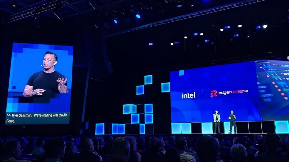 Tyler Saltsman, CEO of EdgeRunner AI on stage