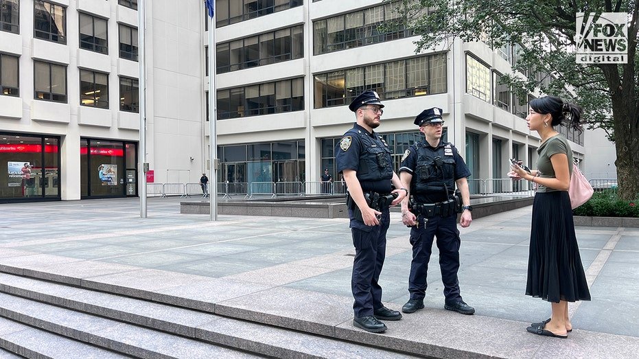Scene outside NFL building where the mass shooting took place in NYC