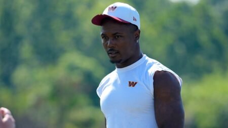 Commanders head coach Dan Quinn reacts to Terry McLaurin’s trade request