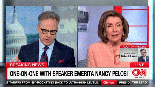 Nancy Pelosi gesturing on CNN's "The Lead"