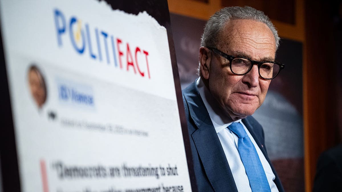 Senate Minority Leader Chuck Schumer during a news conference