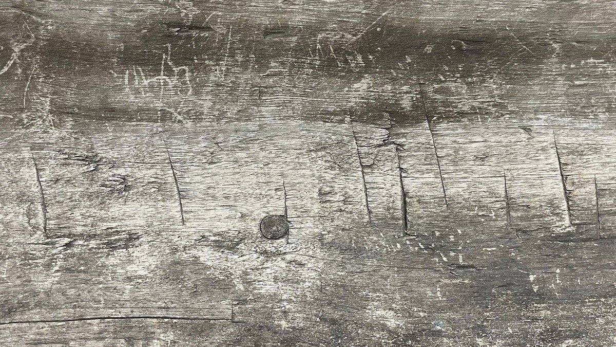 Close-up of ancient canoe wood