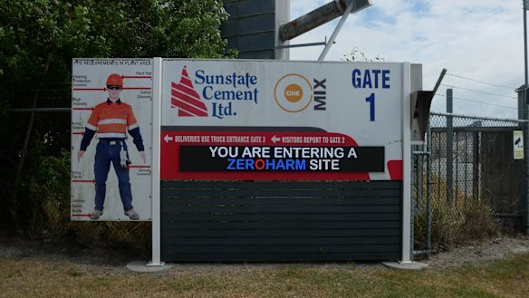 The entrance to Sunstate Cement Ltd at the Port of Brisbane.