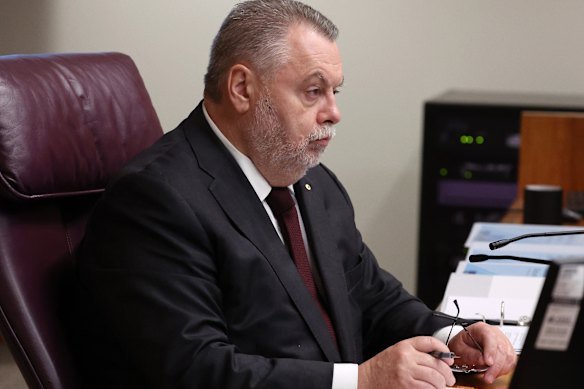 Commissioner Stuart John Wood AM KC during the second week of public hearings in December.