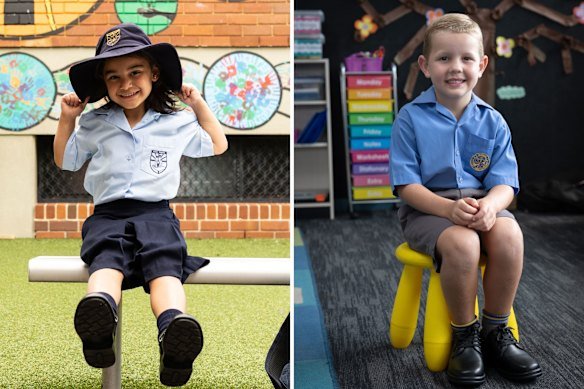 Four-year-old Arielle Katrib and five-year-old Spencer Paine are both starting school this week.