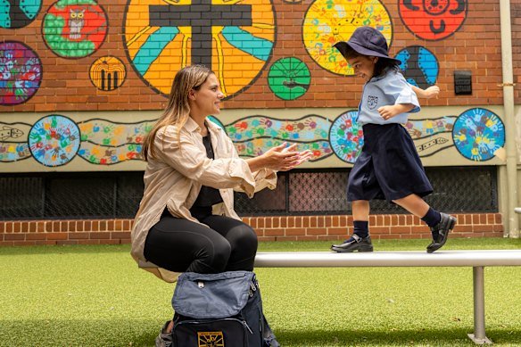 Kindergarten student Arielle, 4, and her mum, Sheena Katrib.