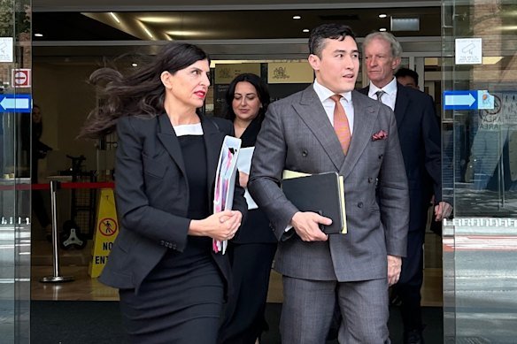 Alan Jones’ barrister Gabrielle Bashir, SC, and instructing solicitor Bryan Wrench at an earlier court appearance for Jones.