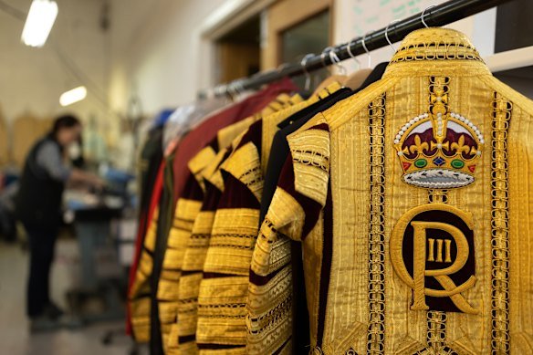 A British state coat adorned with the new CR III cypher and Tudor Crown.