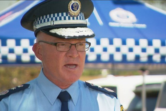 NSW Police Commissioner Mal Lanyon at Lake Cargelligo on Thursday.