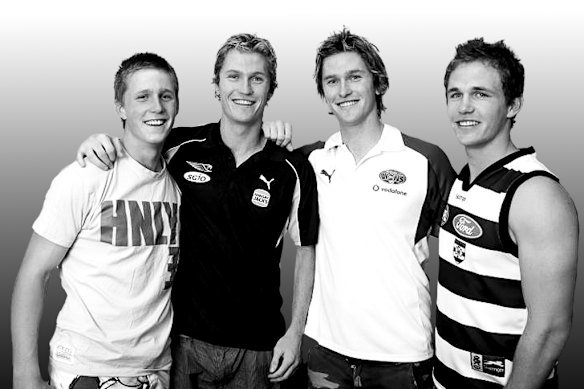 Scott, Adam, Troy and Joel Selwood at home in Bendigo in 2006.