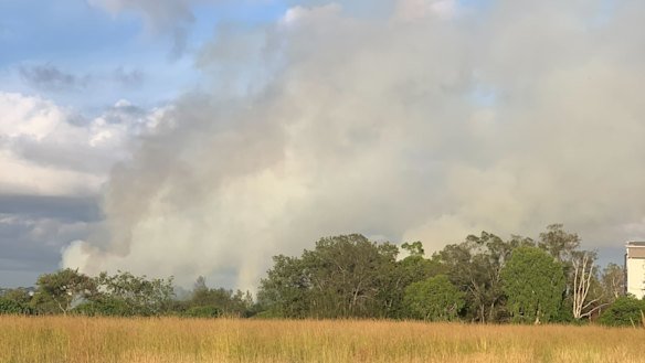 The fire at Oxley Creek Common.