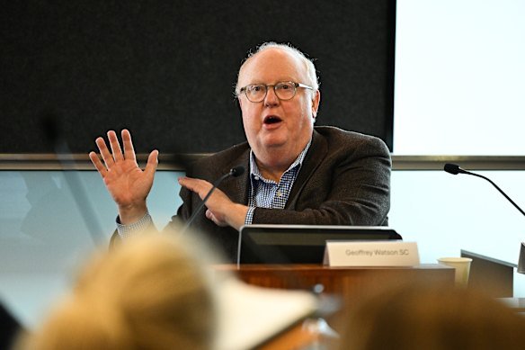Geoffrey Watson, SC, giving evidence during the public hearing for the Commission of Inquiry into the CFMEU in Brisbane.