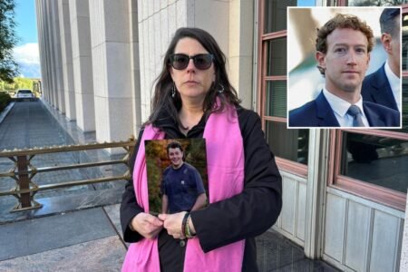 Mom of son who died by suicide after Facebook ‘sextortion’ scheme slams Mark Zuckerberg as ‘soulless psychopath’ outside LA court