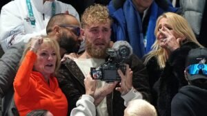 Jake Paul breaks down in tears as fiancée Jutta Leerdam shatters Olympic speedskating record