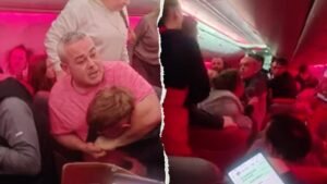 Chaotic video shows passengers trading blows midair as plane forced to divert: reports