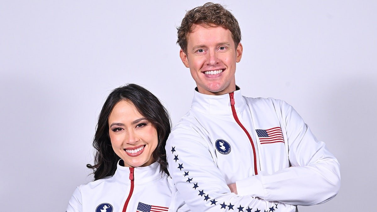 Madison Chock and Evan Bates pose for a photo
