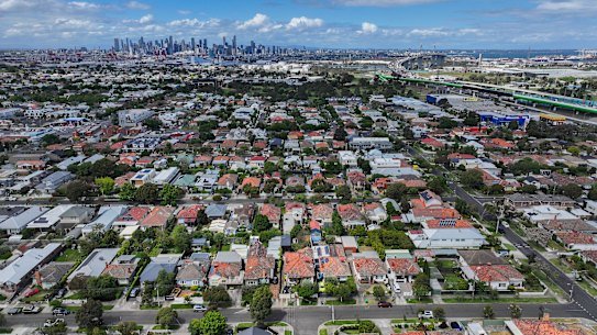 An aerial view of Yarraville.
