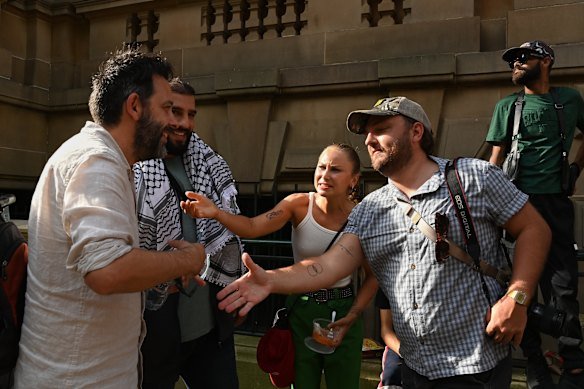 Grace Tame and other protesters at the pro-Palestinian rally in Sydney.