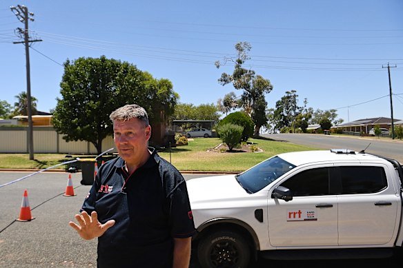 Rod Martin a member of the Plymouth Brethren Christin Church Rapid Relief Team, at the crime scene on Bokhara Street in Lake Cargelligo where Sophie Quinn and John Harris were shot dead.