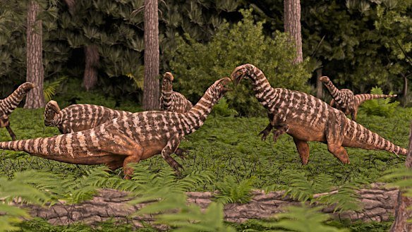 A computer-generated image of the dinosaur species that left its footprint in Brisbane 230 million years ago.