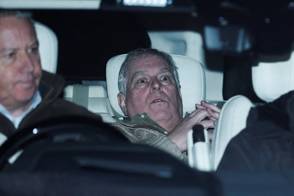 Andrew Mountbatten-Windsor leaves Aylsham Police Station in Norfolk on his 66th birthday.