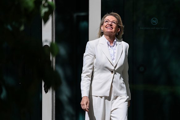 Sussan Ley arrives to address the media after she was ousted during a Liberal Party leadership spill on Friday morning. In her address, Ley confirmed she would be quitting politics after 25 years in federal parliament.