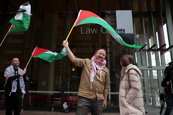 Palestine Action Group organiser Josh Lees, pictured after his August Supreme Court win against the government’s protest restriction.