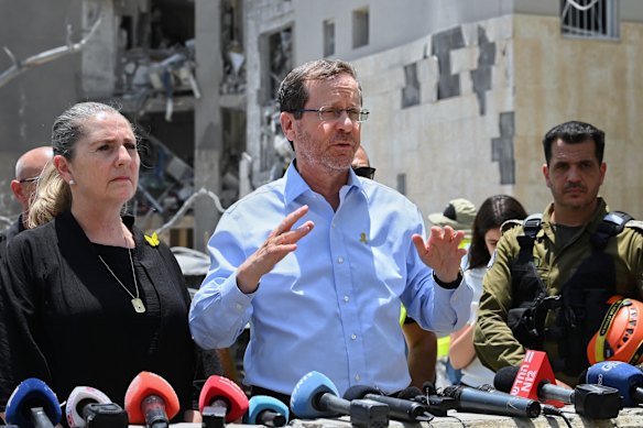 Israeli President Isaac Herzog addresses media in Beersheba, Israel in June 2025.