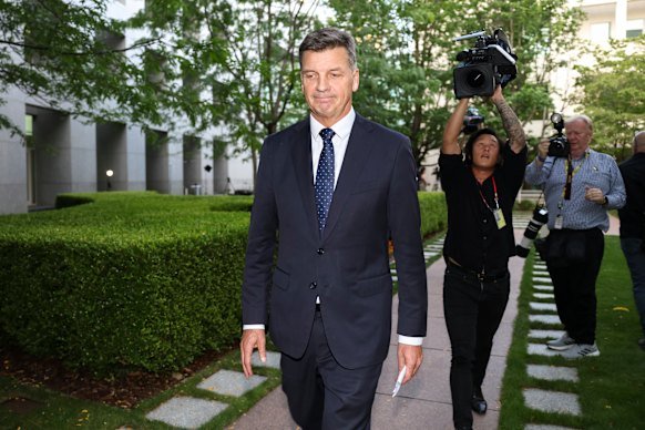 Angus Taylor resigned from the opposition front bench on Wednesday evening.