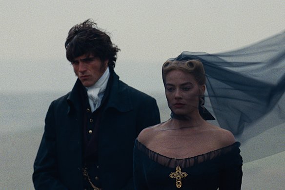 Margot Robbie and Jacob Elordi star in Emerald Fennell’s ‘Wuthering Heights’.