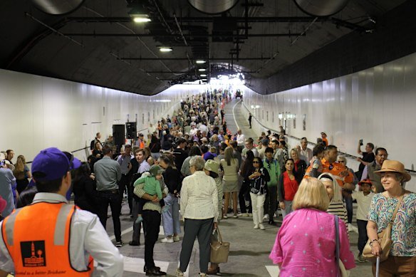 Thousands of people walked through the Adelaide Street tunnel beneath Brisbane’s CBD as it opened in September. 