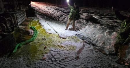 Cleanup underway after military fuel truck overturns on N.W.T. highway