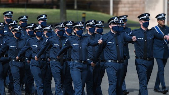 A graduation ceremony at the Victoria Police academy.