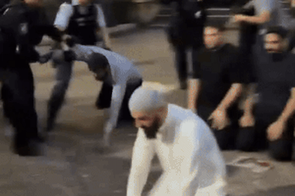 Muslim protesters were forcibly moved-on after the rally.