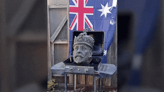 King George’s head on a barbecue