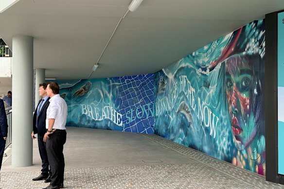 The aquatic-themed mural at Brisbane’s Riverwalk took just three days to complete.