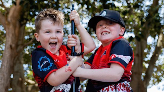 Bayley siblings Jimmy, 5, and Jackson, 8.