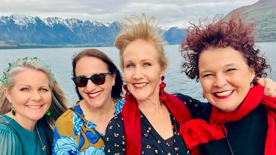 Kathryn Hanes, second from right, in Queenstown.