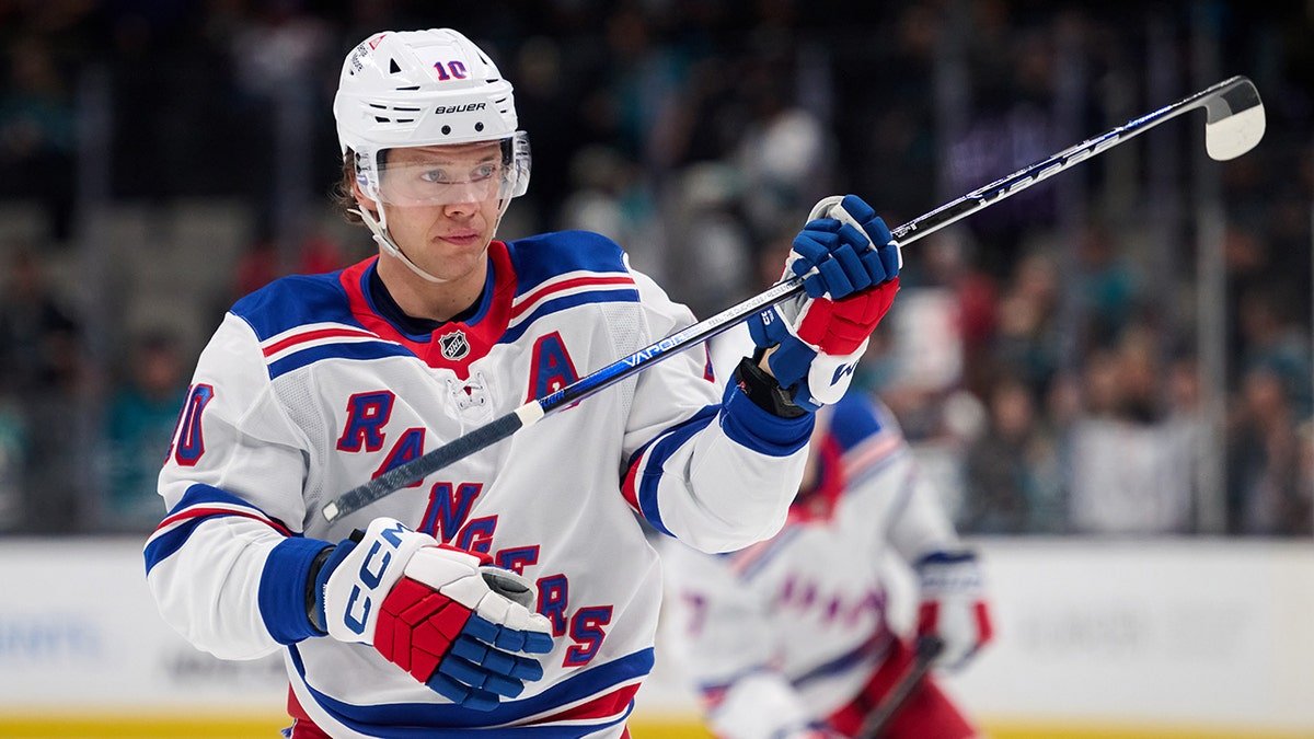 Artemi Panarin looks on
