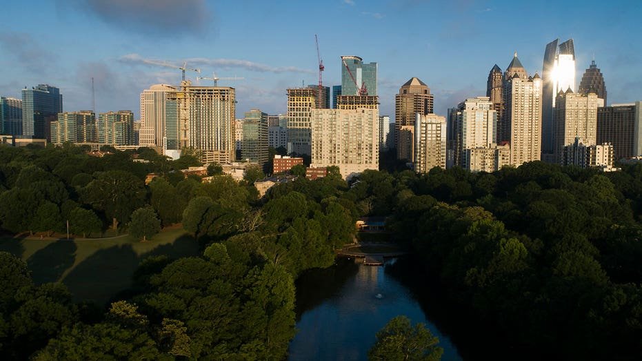 ATLANTA, GEORGIA - MAY 15: In an aerial view, the midtown skyline is seen from Piedmont Park on May 15, 2024 in Atlanta, Georgia. Atlanta is one of the host cities for the 2026 World Cup. (Photo by Alex Slitz - FIFA/FIFA via Getty Images)