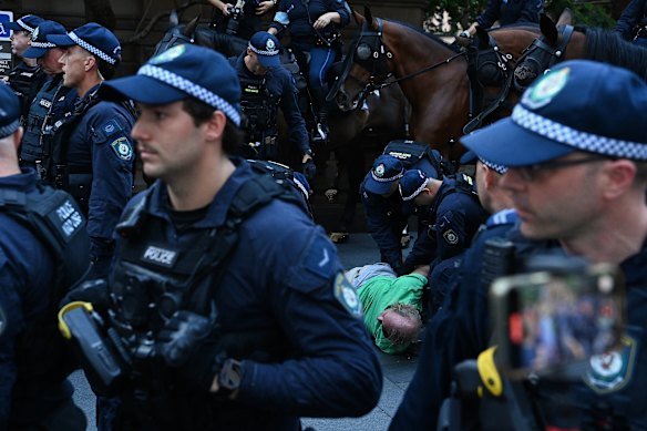 NSW Police officers arrested 27 protesters.