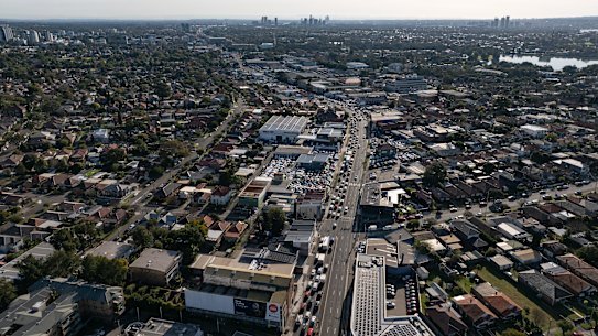 Views of Parramatta Rd from above Five Dock