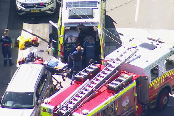 Emergency responders at the Merrylands stabbing.