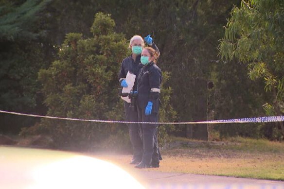 Homicide detectives at the scene of the alleged stabbing in Wyndham Vale.